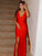 Sheath/Column Jersey Ruched V-neck Sleeveless Floor-Length Dresses CICIP0004817