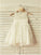A-line/Princess Scoop Sleeveless Ruffles Tea-Length Lace Flower Girl Dresses CICIP0007616