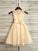 A-Line/Princess Lace Sash/Ribbon/Belt Scoop Sleeveless Tea-Length Flower Girl Dresses CICIP0007520