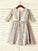 A-line/Princess Scoop 3/4 Sleeves Tea-Length Lace Flower Girl Dresses CICIP0007888