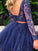 A-Line/Princess Bateau Organza Applique Long Sleeves Short/Mini Two Piece Dresses CICIP0008461