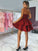 A-Line/Princess Satin Ruffles Spaghetti Straps Sleeveless Short/Mini Homecoming Dresses CICIP0008377