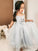 A-Line/Princess Tulle Sequin Spaghetti Straps Sleeveless Tea-Length Flower Girl Dresses CICIP0007485