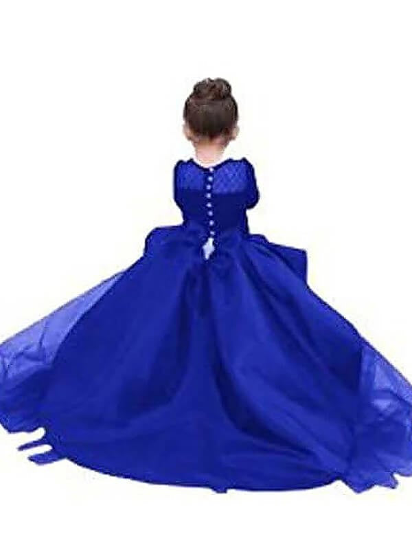 Ball Gown Scoop Long Sleeves Sash/Ribbon/Belt Sweep/Brush Train Satin Flower Girl Dresses CICIP0007557