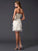 Sheath/Column Strapless Sleeveless Beading Short Tulle Homecoming Dresses CICIP0008420