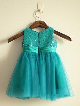A-line/Princess Scoop Sleeveless Sequin Long Tulle Dresses CICIP0007715