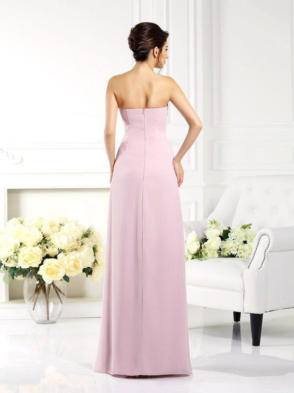 A-Line/Princess Strapless Lace Sleeveless Long Chiffon Mother of the Bride Dresses CICIP0007331