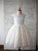 A-line/Princess Scoop Short Sleeves Tea-Length Lace Flower Girl Dresses CICIP0007613