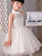 A-line/Princess Halter Sleeveless Beading Tulle Knee-Length Flower Girl Dresses CICIP0007606