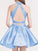 A-Line/Princess Satin Lace Sleeveless Halter Short/Mini Two Piece Dresses CICIP0008077