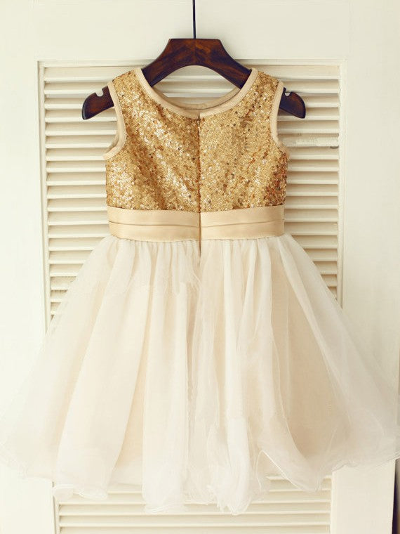 A-line/Princess Scoop Sleeveless Sequin Long Organza Dresses CICIP0007615