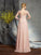 A-Line/Princess Scoop Applique 3/4 Sleeves Long Chiffon Mother of the Bride Dresses CICIP0007131