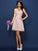 A-Line/Princess Sweetheart Lace Pleats Sleeveless Short Satin Bridesmaid Dresses CICIP0005420