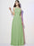 A-Line/Princess Bateau Sleeveless Pleats Long Chiffon Bridesmaid Dresses CICIP0005088