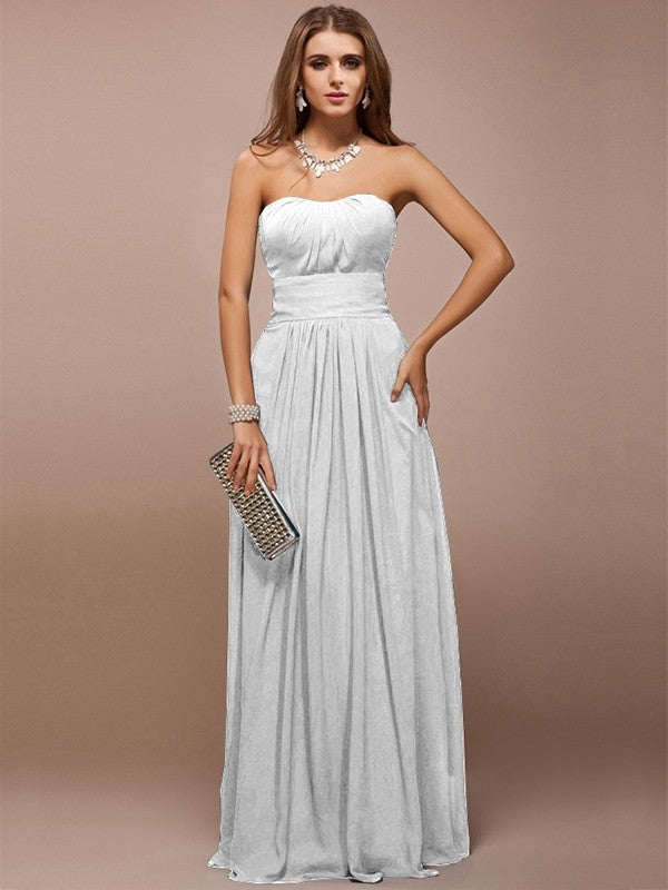 Sheath/Column Sweetheart Sleeveless Ruffles Long Bridesmaid Dresses CICIP0005279