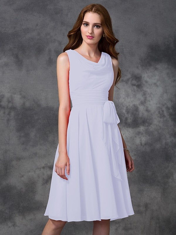 A-line/Princess Scoop Ruffles Sleeveless Short Chiffon Bridesmaid Dresses CICIP0005711