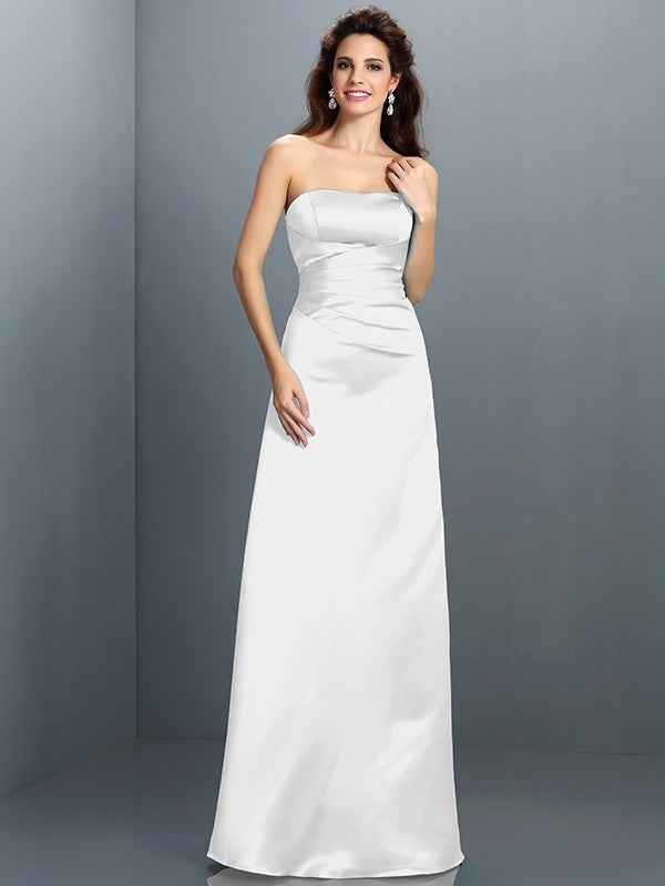 A-Line/Princess Strapless Sleeveless Long Satin Bridesmaid Dresses CICIP0005704