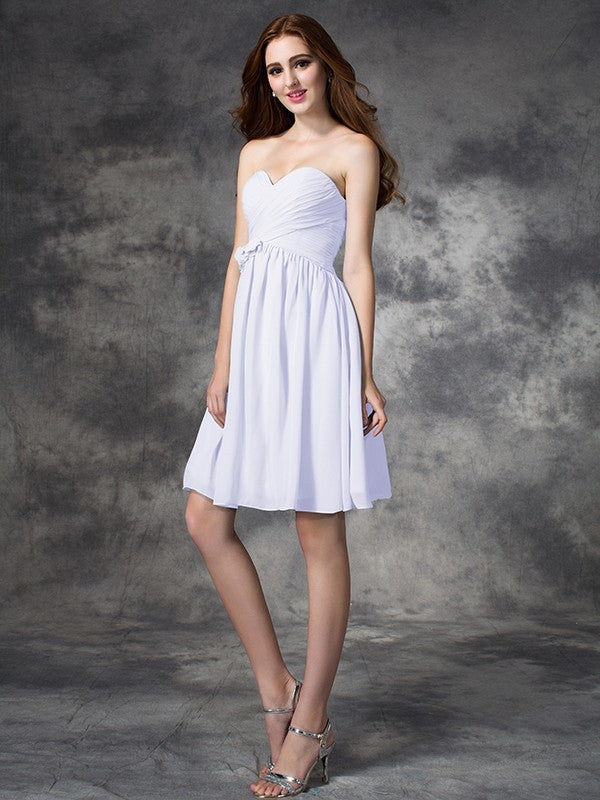A-line/Princess Sweetheart Ruffles Sleeveless Short Chiffon Bridesmaid Dresses CICIP0005552