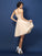 A-Line/Princess Strapless Hand-Made Flower Sleeveless Short Chiffon Bridesmaid Dresses CICIP0005782