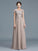 A-Line/Princess Scoop Short Sleeves Applique Floor-Length Chiffon Mother of the Bride Dresses CICIP0007275