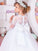 Ball Gown Jewel 1/2 Sleeves Lace Sweep/Brush Train Tulle Flower Girl Dresses CICIP0007566