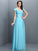 A-Line/Princess V-neck Pleats Short Sleeves Long Chiffon Bridesmaid Dresses CICIP0005256