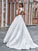 A-Line/Princess Satin Bateau Ruffles Sleeveless Sweep/Brush Train Wedding Dresses CICIP0006673