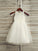 A-Line/Princess Tulle Sash/Ribbon/Belt Scoop Sleeveless Tea-Length Flower Girl Dresses CICIP0007523