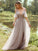 A-Line/Princess Tulle Ruffles V-neck Sleeveless Floor-Length Bridesmaid Dresses CICIP0004945