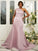 Sheath/Column Satin Lace One-Shoulder Sleeveless Sweep/Brush Train Bridesmaid Dresses CICIP0004972