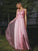 A-Line/Princess Tulle Ruffles V-neck Sleeveless Sweep/Brush Train Bridesmaid Dresses CICIP0005008