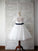 A-line/Princess Scoop 1/2 Sleeves Sash/Ribbon/Belt Tea-Length Tulle Flower Girl Dresses CICIP0007629