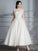 Ball Gown Scoop Sleeveless Tea-Length Tulle Wedding Dresses CICIP0006628