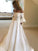 A-Line/Princess Off-the-Shoulder Charmeuse Ruffles 3/4 Sleeves Court Train Wedding Dresses CICIP0006955
