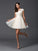 A-Line/Princess Scoop Applique Short Sleeves Short Net Dresses CICIP0008186