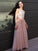 A-Line/Princess Chiffon Lace Halter Sleeveless Floor-Length Junior/Girls Bridesmaid Dresses CICIP0005832