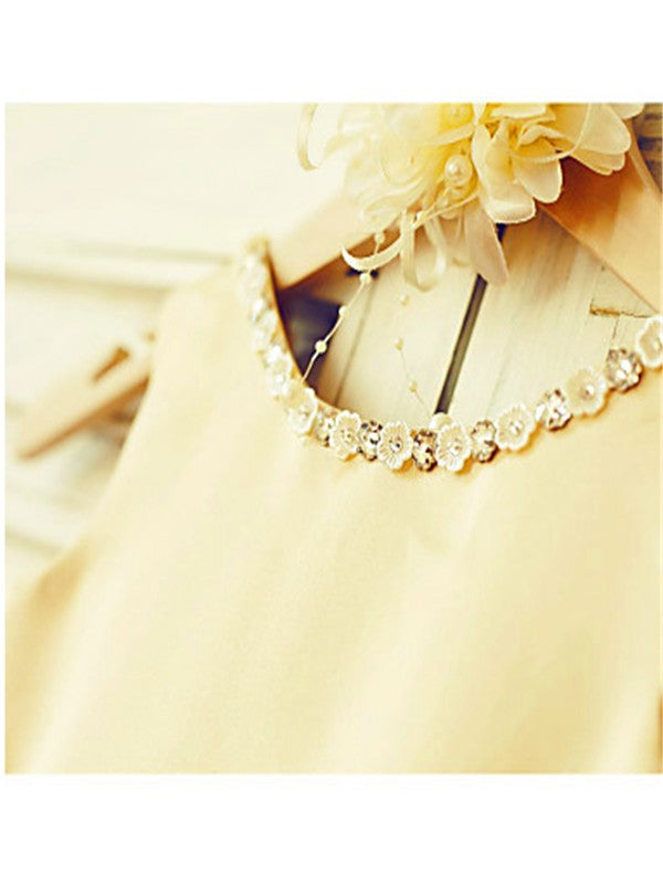 A-line/Princess Scoop Sleeveless Bowknot Tea-Length Tulle Flower Girl Dresses CICIP0007712