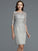 Sheath/Column Scoop 1/2 Sleeves Chiffon Short/Mini Mother of the Bride Dresses CICIP0007163