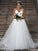 A-Line/Princess Tulle Ruffles V-neck Sleeveless Sweep/Brush Train Wedding Dresses CICIP0006579