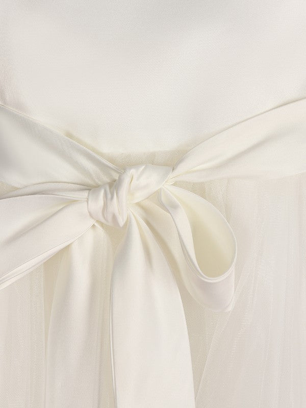 A-Line/Princess Tulle Sash/Ribbon/Belt Scoop Sleeveless Tea-Length Flower Girl Dresses CICIP0007531