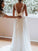 A-Line/Princess V-neck Sleeveless Sweep/Brush Train Lace Chiffon Wedding Dresses CICIP0006850