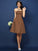 A-Line/Princess Strapless Sleeveless Short Satin Bridesmaid Dresses CICIP0005623