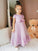A-Line/Princess Tulle Lace Scoop Short Sleeves Ankle-Length Flower Girl Dresses CICIP0007467