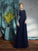 A-Line/Princess Scoop Applique 3/4 Sleeves Long Chiffon Mother of the Bride Dresses CICIP0007118