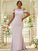 Sheath/Column Stretch Crepe Lace Scoop Sleeveless Sweep/Brush Train Bridesmaid Dresses CICIP0004994