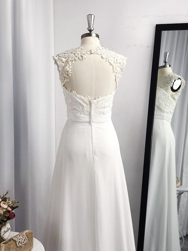 A-Line/Princess Floor-Length Applique Sleeveless Chiffon Sweetheart Dresses