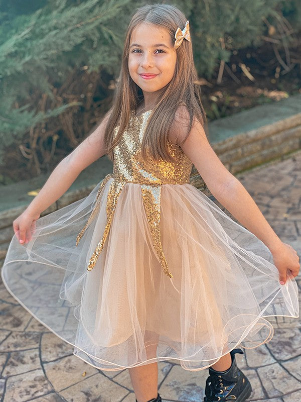 A-Line/Princess Tulle Sequin Scoop Sleeveless Short/Mini Flower Girl Dresses CICIP0007545