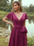 A-Line/Princess Chiffon Ruffles V-neck Short Sleeves Floor-Length Bridesmaid Dresses CICIP0004981