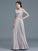 A-Line/Princess Scoop 3/4 Sleeves Lace Chiffon Floor-Length Mother of the Bride Dresses CICIP0007177