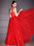 A-Line/Princess Lace Ruffles Square Sleeveless Floor-Length Dresses CICIP0004708